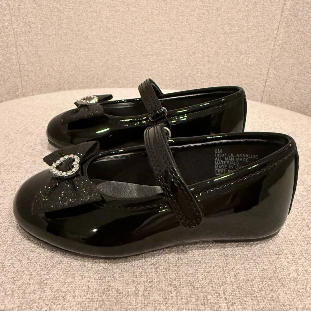 NWOT Rachel Shoes Lil Annalise black patent dress shoes size little girls 6C